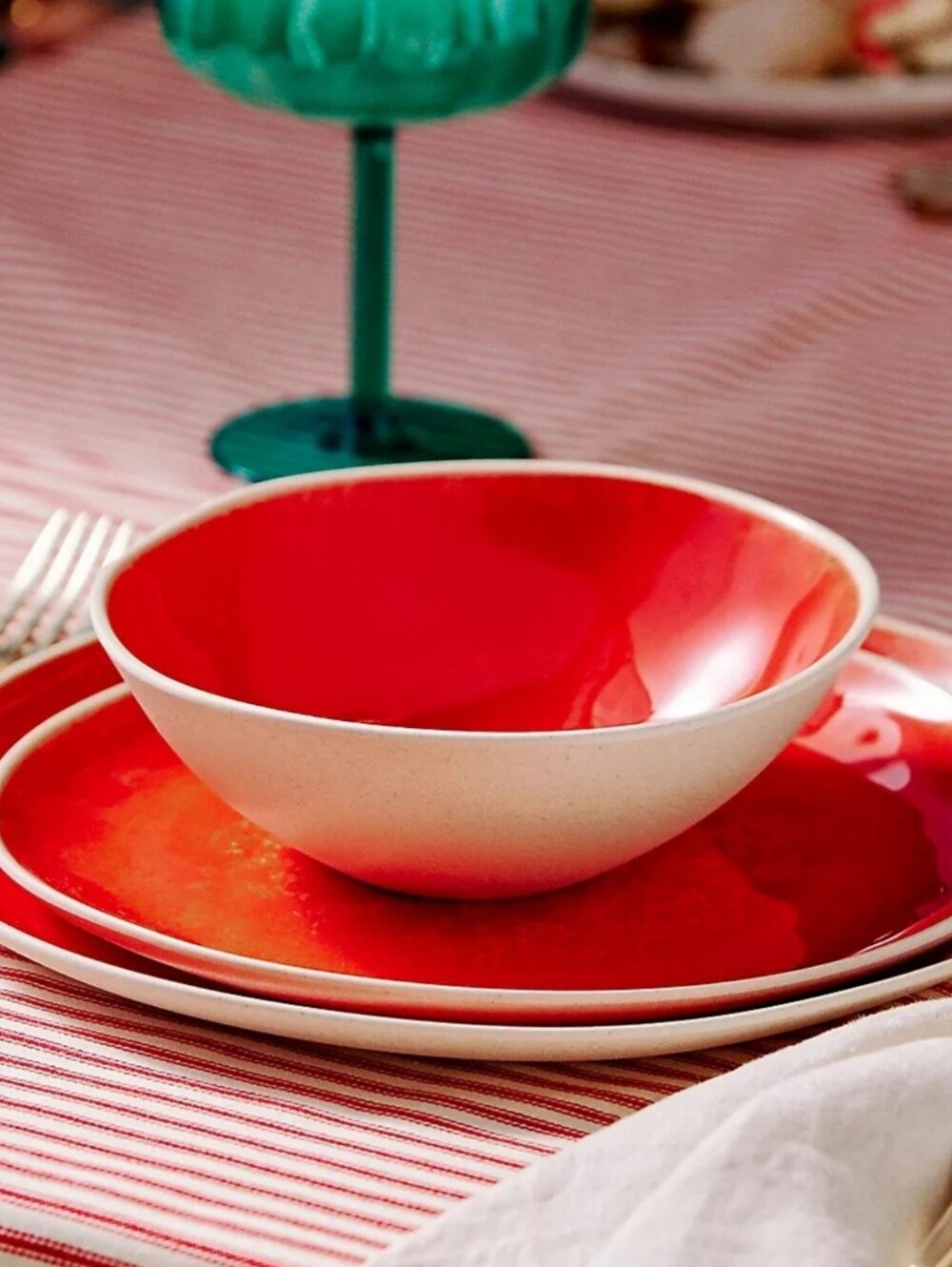 Anthropologie, Dakota Melamine Bowls, Set of 4 In Bright Red